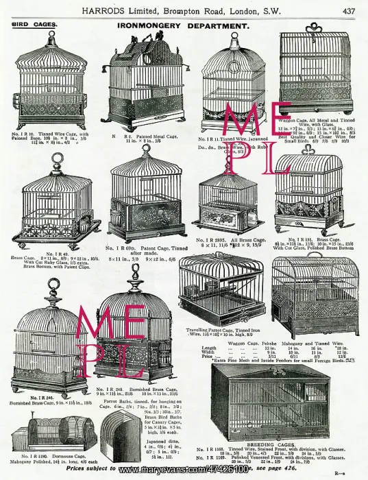 : Trade catalogue for bird cages 1911 : Trade catalogue for bird cages 1911