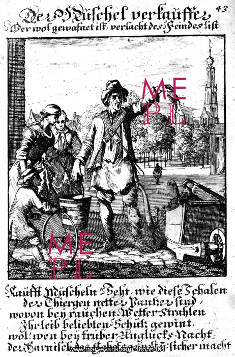 : trade, trader, shell trader, copper engraving : trade, trader, shell trader, copper engraving