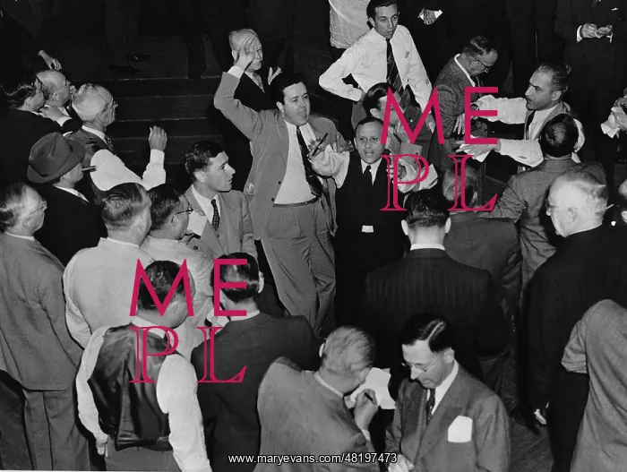 : Trader at the Commodity exchange in Kansas City, 1940 : Trader at the Commodity exchange in Kansas City, 1940