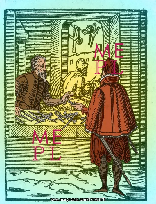 : Trades. The compass maker. Woodcut reproduced : Trades. The compass maker. Woodcut reproduced