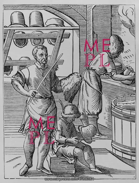 : The trades. The hatter, 16th century. Engraving : The trades. The hatter, 16th century. Engraving
