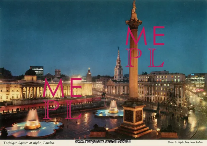 : Trafalgar Square at night, London : Trafalgar Square at night, London