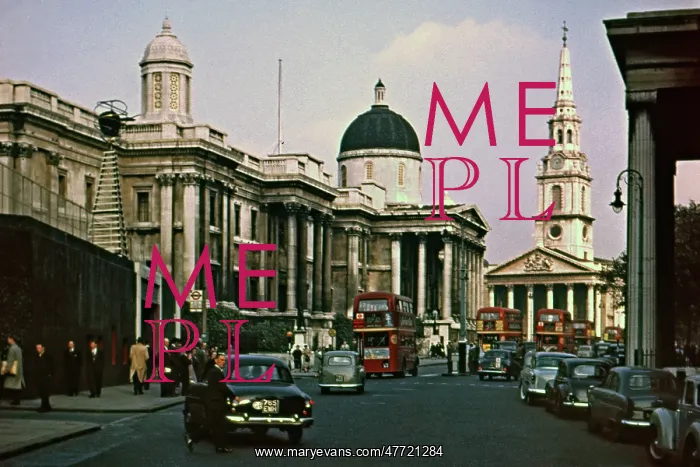 : Trafalgar Square with traffic, London : Trafalgar Square with traffic, London