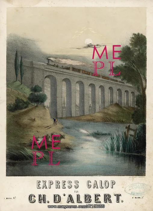 : Train crossing a viaduct in the twilight : Train crossing a viaduct in the twilight