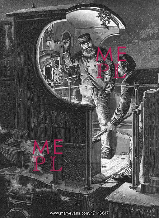 : Train driver and stoker on engine footplate : Train driver and stoker on engine footplate