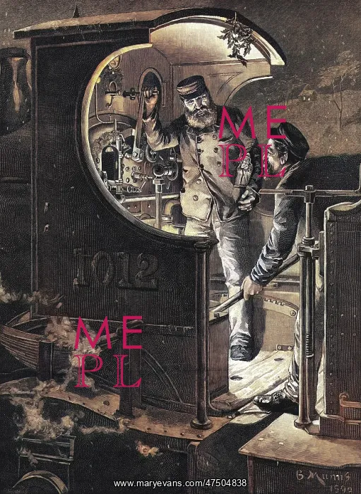 : Train driver and stoker on engine footplate : Train driver and stoker on engine footplate