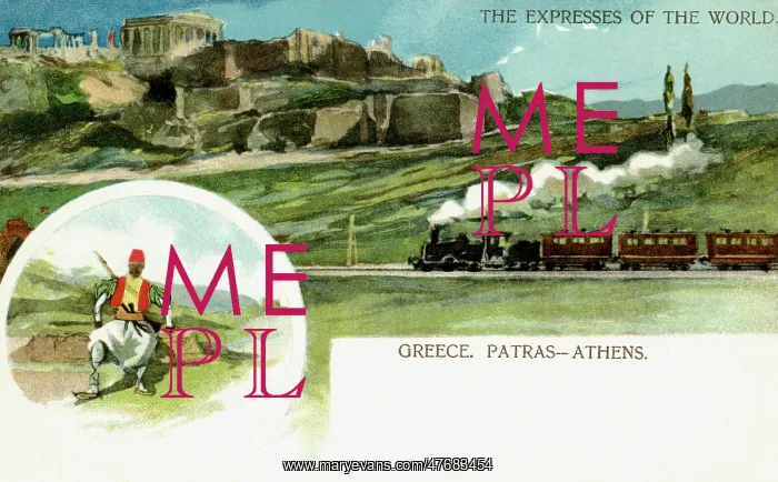  : Train on the Patras to Athens railway, Greece