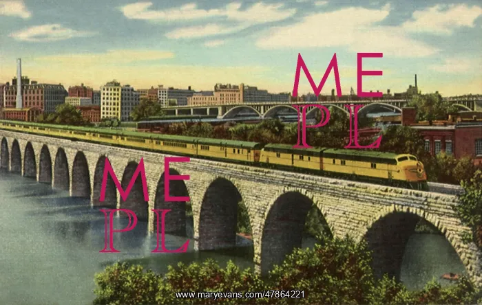 : Train on Stone Bridge. Minneapolis : Train on Stone Bridge. Minneapolis
