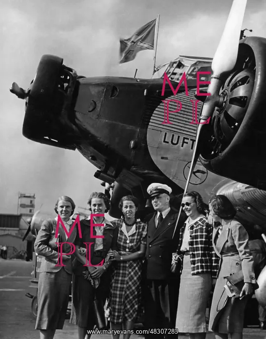 : Trained as a flight attendant with Deutsche Lufthansa, 1938 : Trained as a flight attendant with Deutsche Lufthansa, 1938