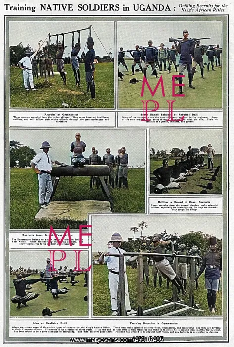 : Training native soldiers in Uganda, WW1 : Training native soldiers in Uganda, WW1