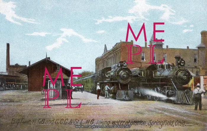 : Two trains at Springfield, Ohio, USA : Two trains at Springfield, Ohio, USA