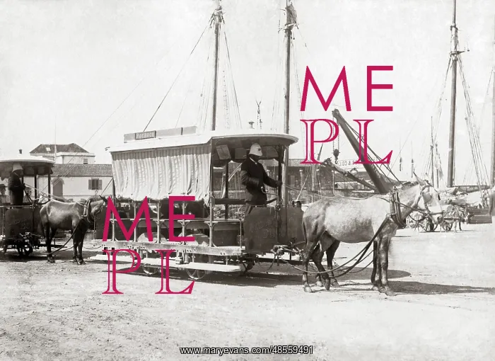 : Tram Car, Bridgetown, Barbados, West Indies, circa 1900 : Tram Car, Bridgetown, Barbados, West Indies, circa 1900