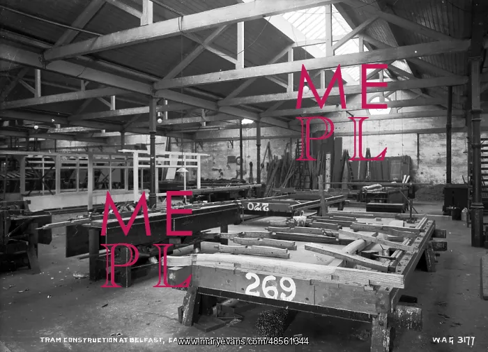 : Tram Construction at Belfast, Car Floors in the Erecting Sho : Tram Construction at Belfast, Car Floors in the Erecting Sho