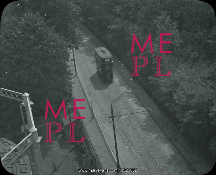 : Tram in London Road from top of gasometer : Tram in London Road from top of gasometer