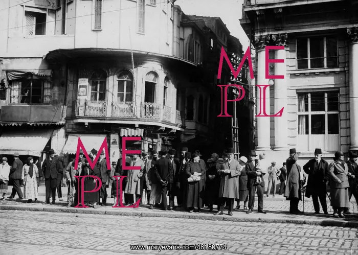 : Tram station in Constantinople, 1925 : Tram station in Constantinople, 1925
