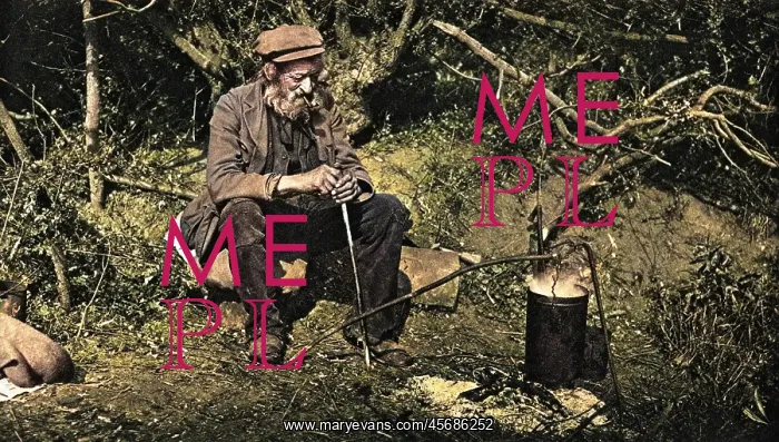 : A tramp sitting next to a fire : A tramp sitting next to a fire