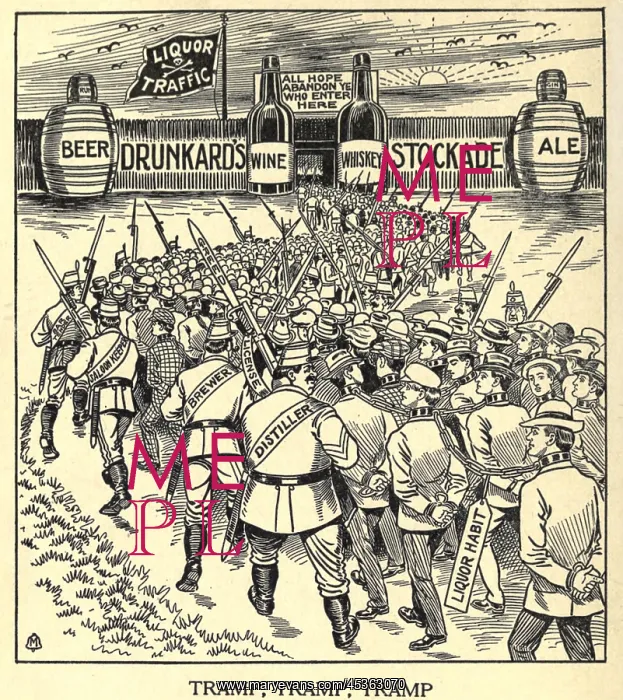  : TRAMP, TRAMP, TRAMP. Cartoon of shackled men driven