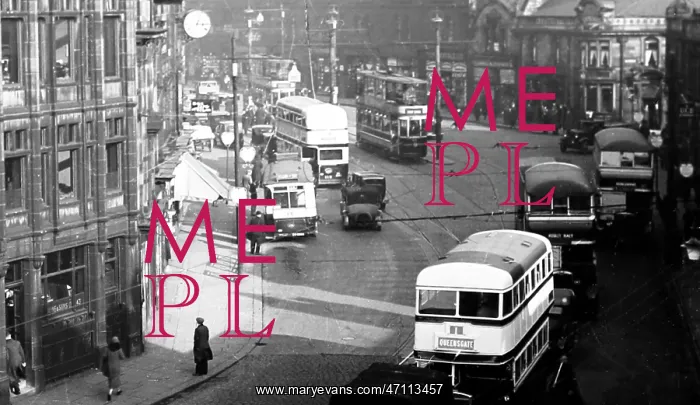  : Trams and buses in Burnley, possibly 1930s