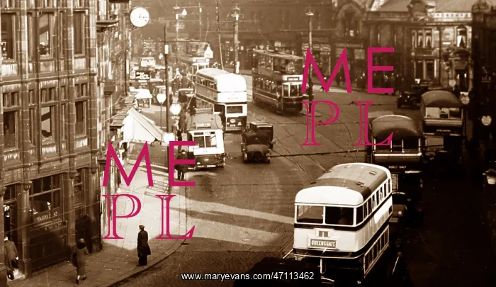  : Trams and buses in Burnley, possibly 1930s