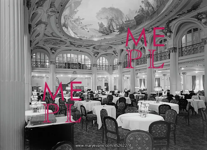 : Transatlantic Passenger Ship - Dining Hall around 1913 : Transatlantic Passenger Ship - Dining Hall around 1913