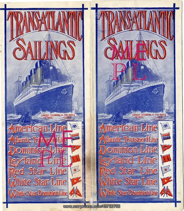 : Transatlantic Sailings leaflet, various shipping lines : Transatlantic Sailings leaflet, various shipping lines