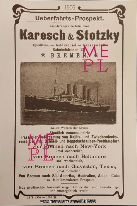 : Transport advertisement, Ellis Island Migration : Transport advertisement, Ellis Island Migration