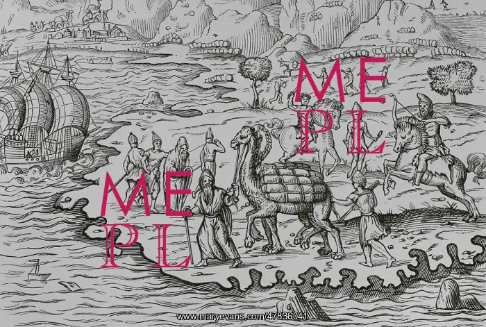 : Transport of goods by camel for loading onto ships : Transport of goods by camel for loading onto ships