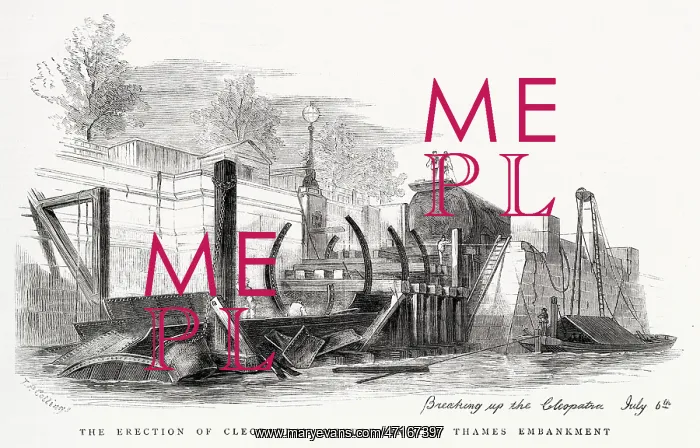: Transporting the obelisk: Cleopatra's needle erected, London : Transporting the obelisk: Cleopatra's needle erected, London
