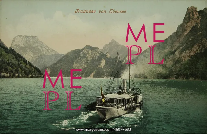: Traunsee from Ebensee. With steamer. About : Traunsee from Ebensee. With steamer. About