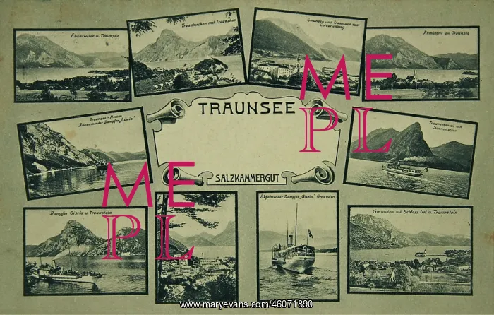 : Traunsee (Salzkammergut). Postcard with ten views : Traunsee (Salzkammergut). Postcard with ten views