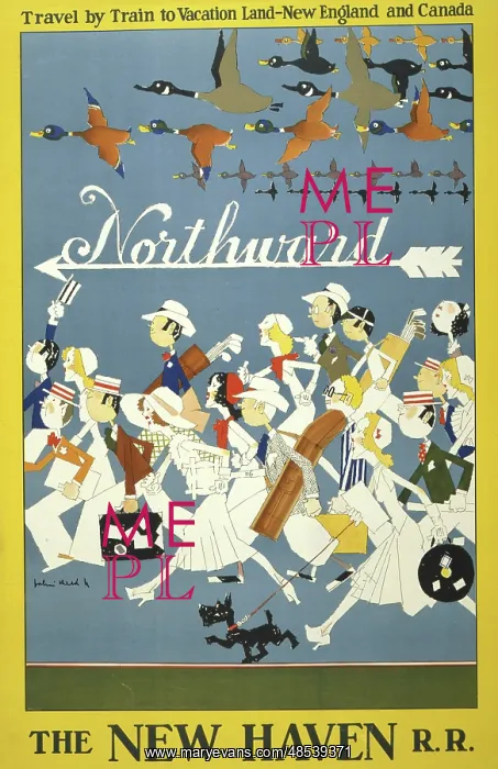 : Travel poster for the New Haven R.R. - a crowd : Travel poster for the New Haven R.R. - a crowd