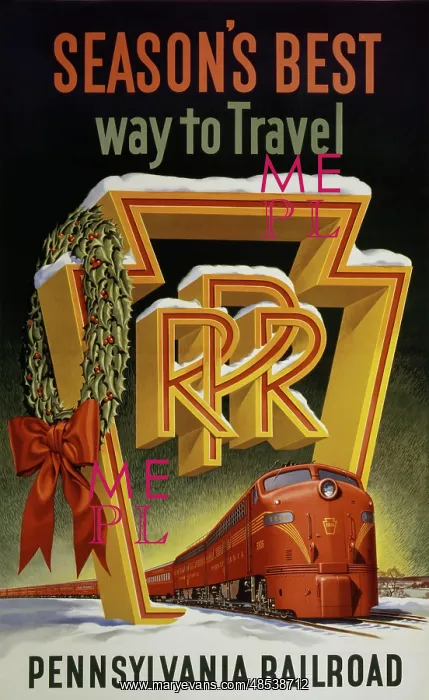 : Travel poster - a red train passing through the : Travel poster - a red train passing through the