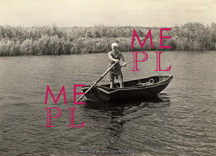 : Trawling for pike, Norfolk Broads, 1930s : Trawling for pike, Norfolk Broads, 1930s