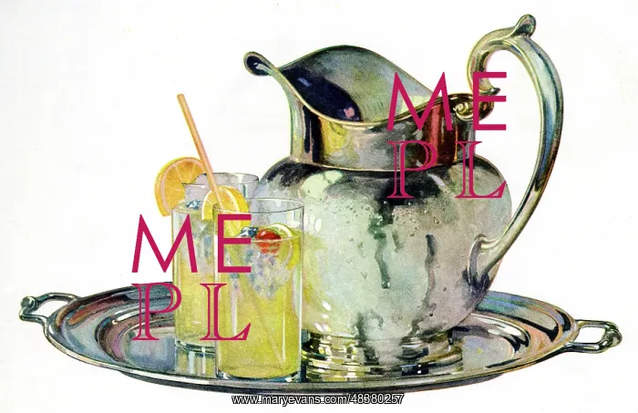  : Tray with lemonade jug and two glasses