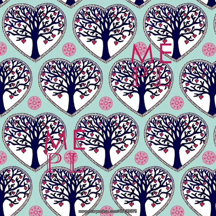 : Tree of hearts repeating pattern