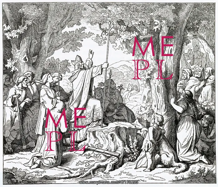 : TREES / OAK. Bruno (Bonifacius) of Querfurt destroys the Sacred Oak of the heathen Prussians : TREES / OAK. Bruno (Bonifacius) of Querfurt destroys the Sacred Oak of the heathen Prussians