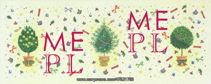 : Three trees in pots with Christmas decorations : Three trees in pots with Christmas decorations
