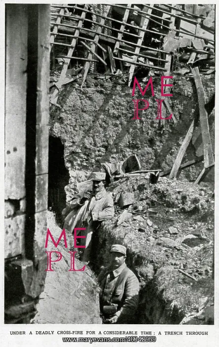: Trench through a wrecked house 1915 : Trench through a wrecked house 1915