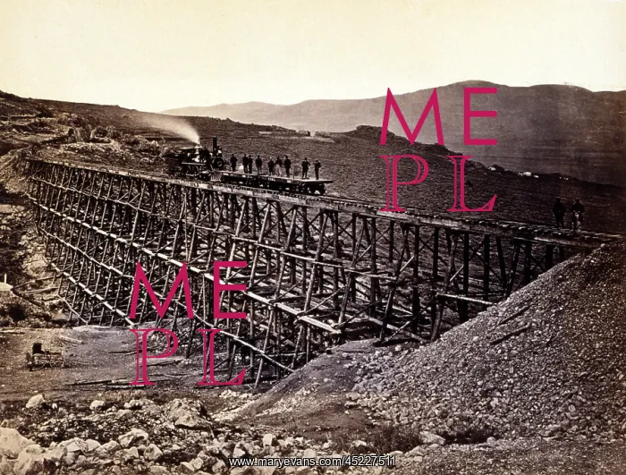 : Trestle work. Central Pacific Railroad construction ? : Trestle work. Central Pacific Railroad construction ?