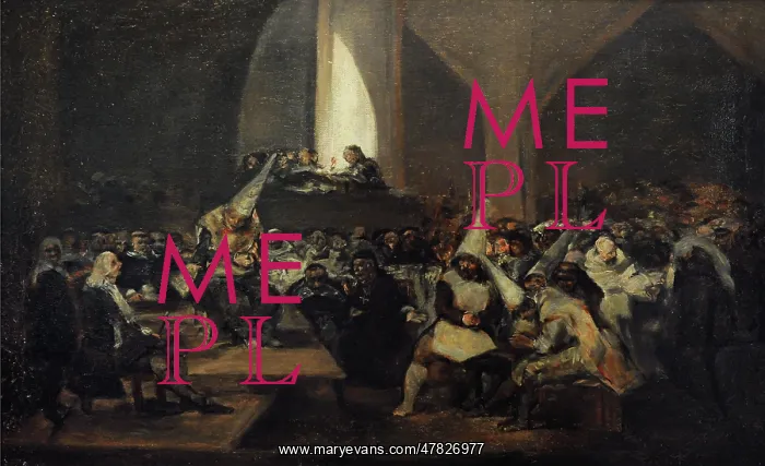 : Trial of the Inquisition, circa 1819. Copy of Eugenio Lucas : Trial of the Inquisition, circa 1819. Copy of Eugenio Lucas