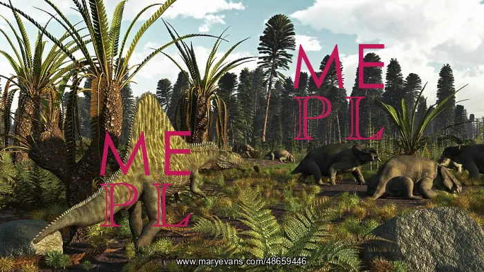 : A Triassic scene with the sailback Arizonasaurus : A Triassic scene with the sailback Arizonasaurus