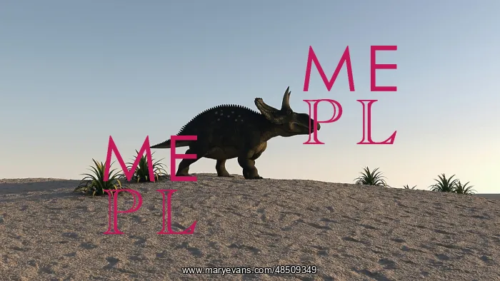 : Triceratops walking across a barren landscape : Triceratops walking across a barren landscape