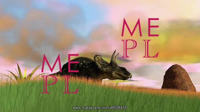 : Triceratops walking across a grassy field