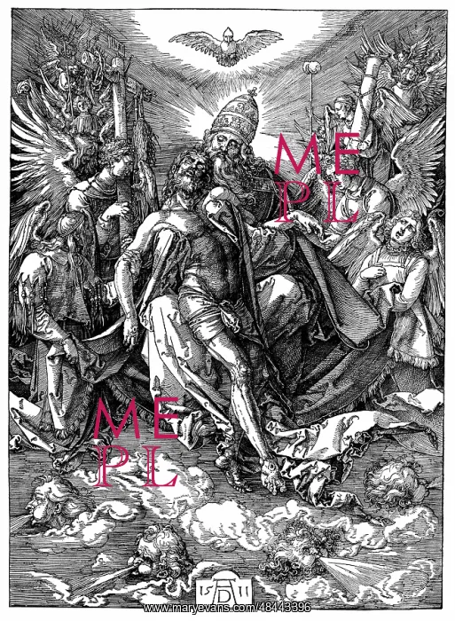 : The Trinity (The Throne of Grace). Woodcut by : The Trinity (The Throne of Grace). Woodcut by
