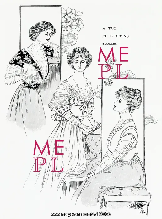 : Trio of charming blouses 1907 : Trio of charming blouses 1907
