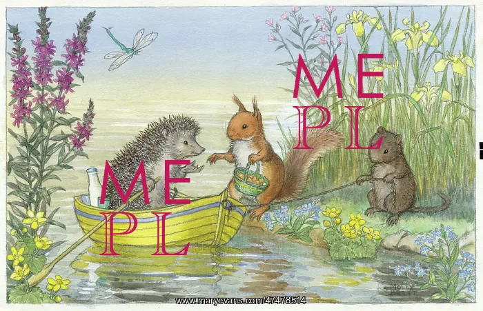 : A Trip on the River - Hedgehog in boat, squirrel : A Trip on the River - Hedgehog in boat, squirrel