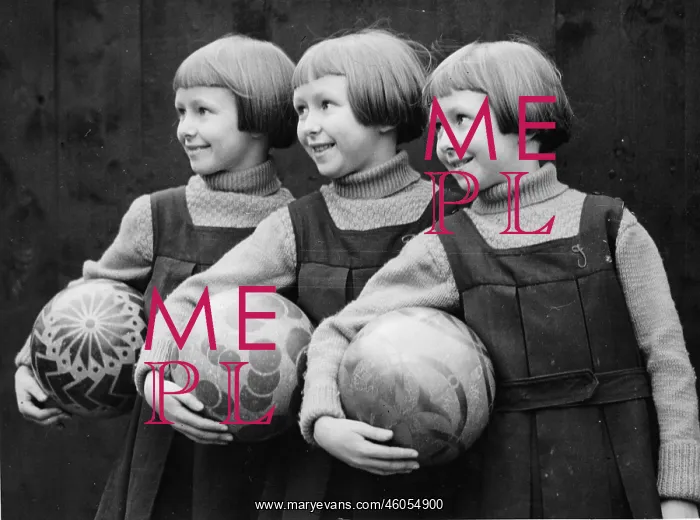  : Triplets. To avoid confusions of these triplets their initials were sewed