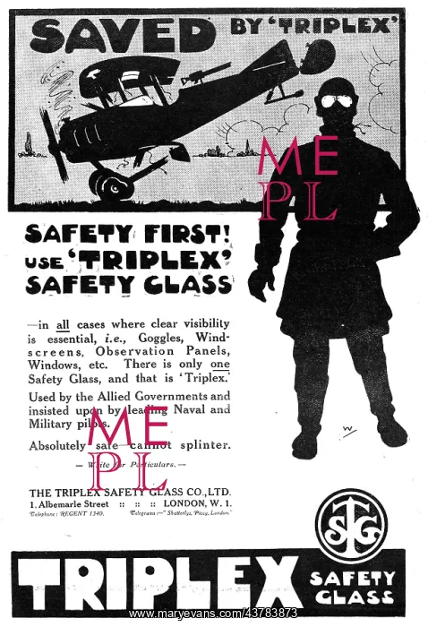 : Triplex Safety Glass 1917 Advert : Triplex Safety Glass 1917 Advert