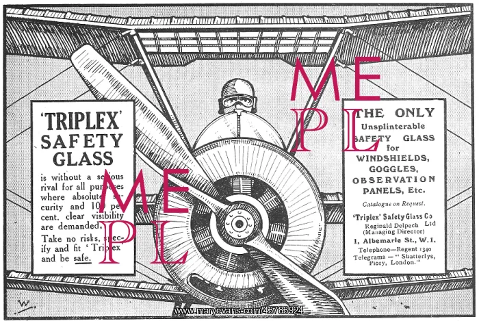 : Triplex Safety Glass 1918 Advert : Triplex Safety Glass 1918 Advert