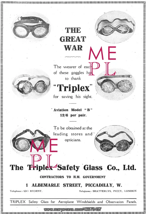 : Triplex Safety Glass Aeroplane Goggles & Windshields : Triplex Safety Glass Aeroplane Goggles & Windshields